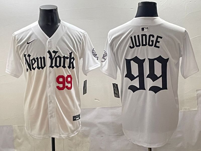 Men 2025 New York Yankees #99 Judge White Five generations Joint Name Nike MLB Jersey style 6->new york yankees->MLB Jersey